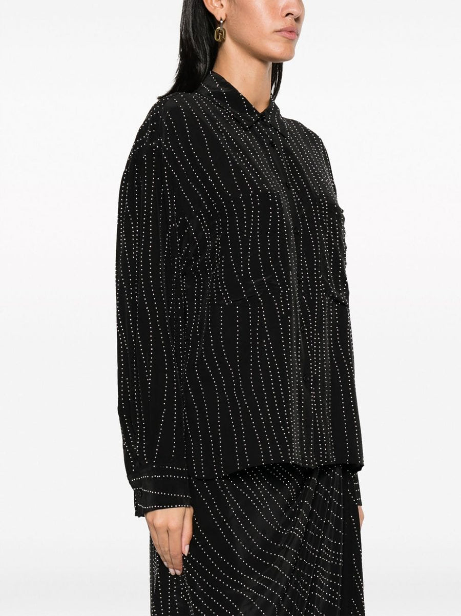 IRO Zefiro Studded Shirt For Women Luxe Silk Blend Edgy Silver Embellishments Day To Night Statement Piece