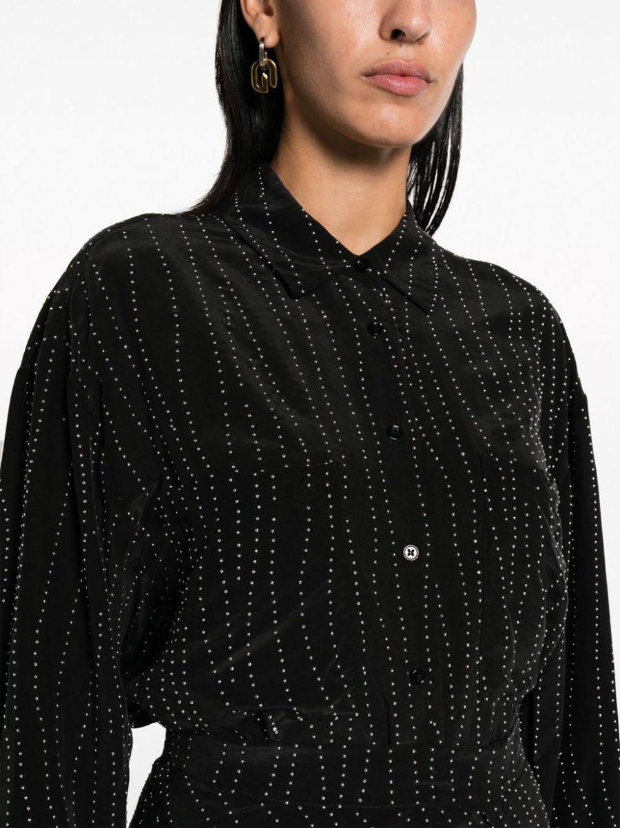 IRO Zefiro Studded Shirt For Women Luxe Silk Blend Edgy Silver Embellishments Day To Night Statement Piece