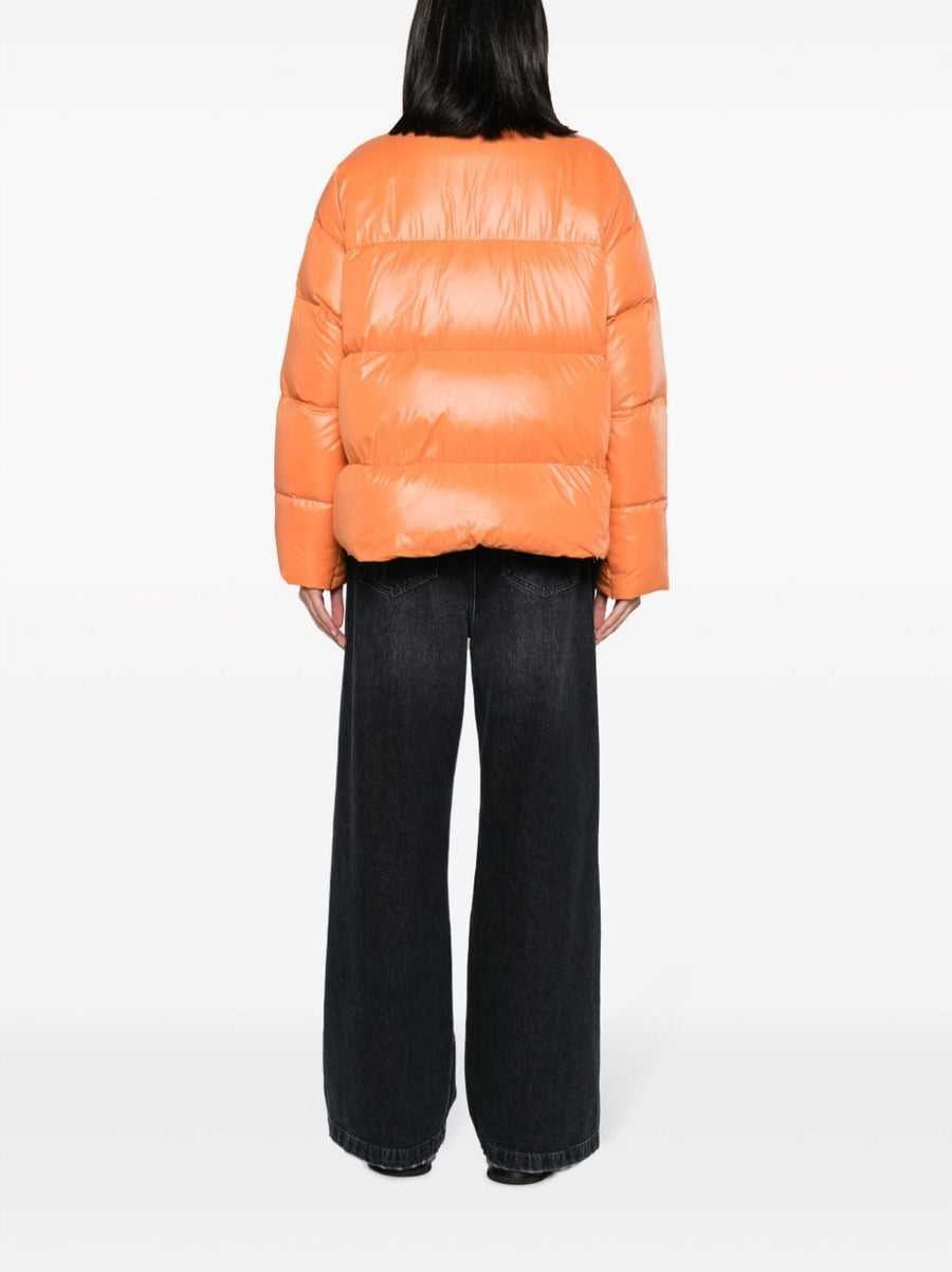 Peuterey Kasha Down Jacket For Women Hooded Puffer Carrot Orange Lux Warmth Sleek Silhouette Fall Winter 2023