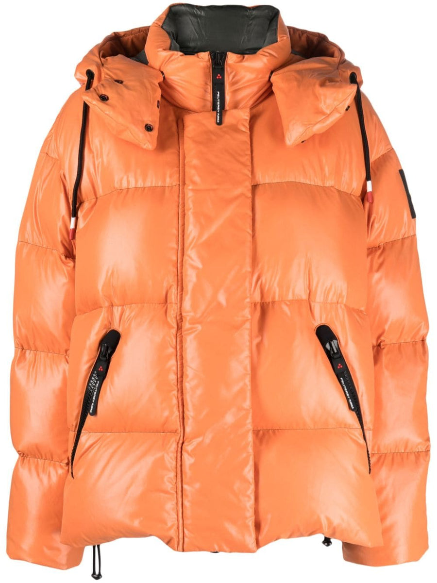 Peuterey Kasha Down Jacket For Women Hooded Puffer Carrot Orange Lux Warmth Sleek Silhouette Fall Winter 2023