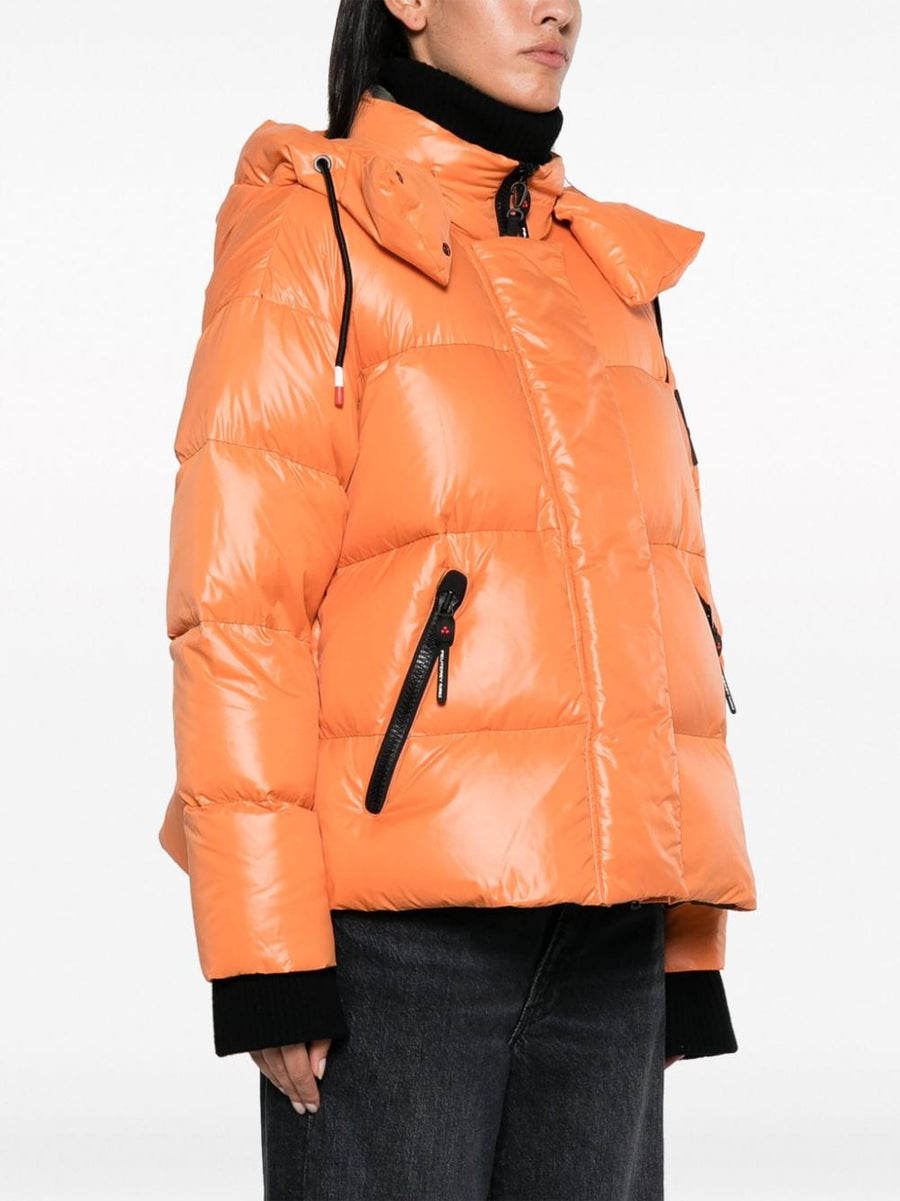Peuterey Kasha Down Jacket For Women Hooded Puffer Carrot Orange Lux Warmth Sleek Silhouette Fall Winter 2023