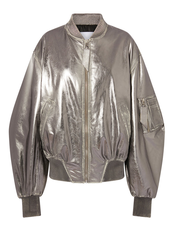 The Attico Mirrored leather bomber jacket - Runway