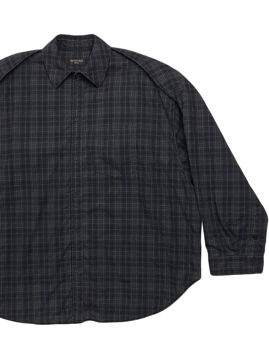 Balenciaga Unisex Checkered Flannel Shirt 100 Percent Cotton Warm Layer For Fall Winter