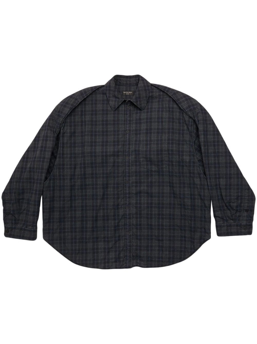 Balenciaga Unisex Checkered Flannel Shirt 100 Percent Cotton Warm Layer For Fall Winter