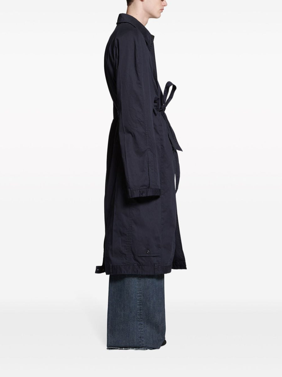 Balenciaga Deconstructed Cotton Coat For Men Architectural City Style In Blue Night Twill Lux