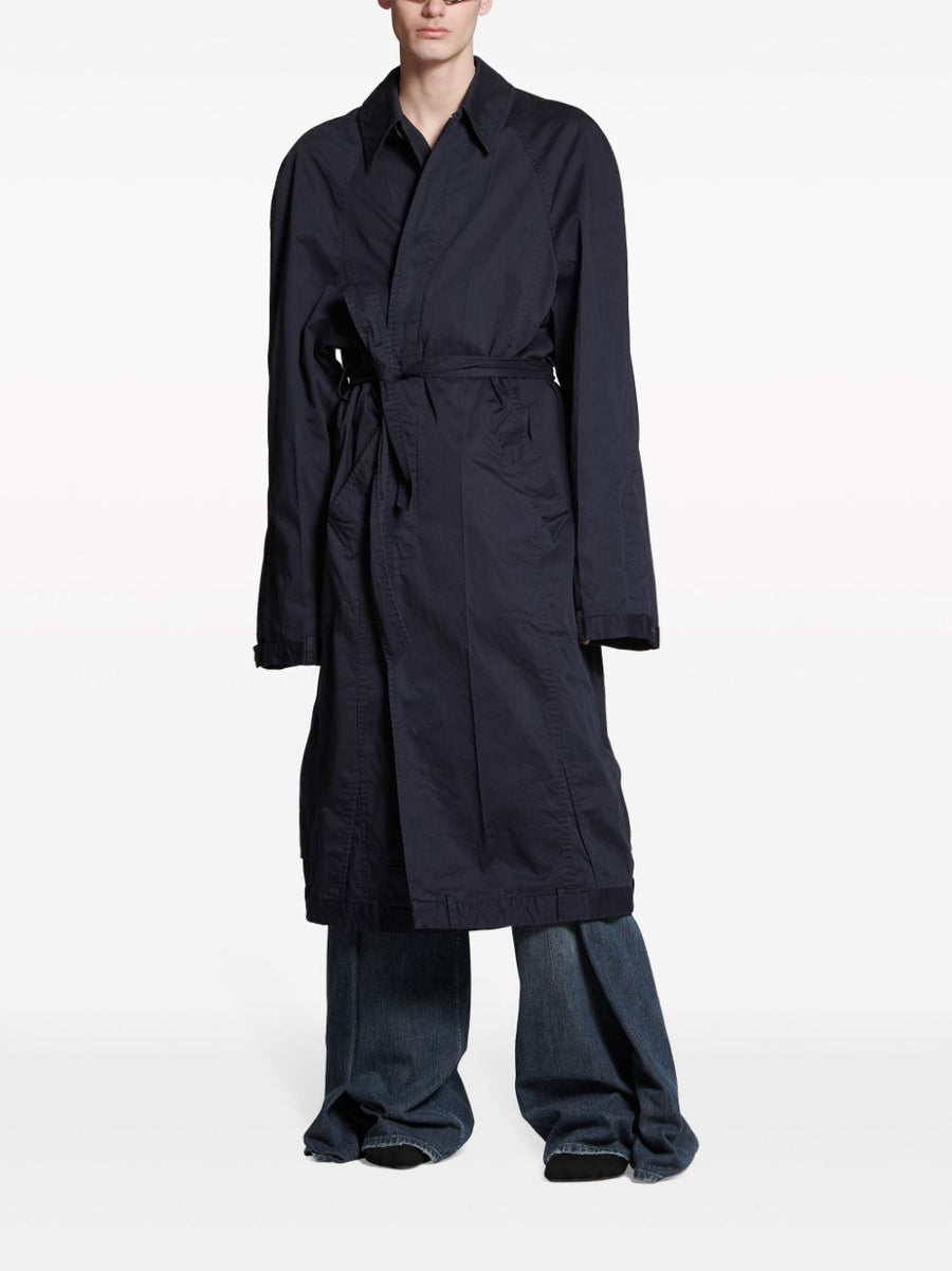 Balenciaga Deconstructed Cotton Coat For Men Architectural City Style In Blue Night Twill Lux