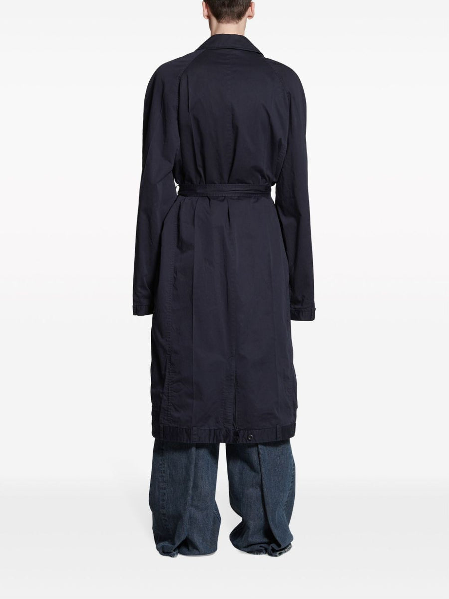 Balenciaga Deconstructed Cotton Coat For Men Architectural City Style In Blue Night Twill Lux