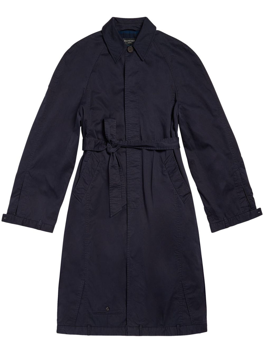 Balenciaga Deconstructed Cotton Coat For Men Architectural City Style In Blue Night Twill Lux