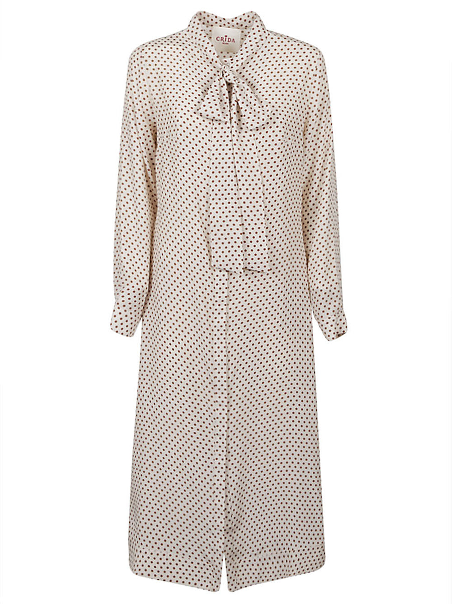 Crida Polka Dot Silk Midi Dress For Women Timeless Luxury With Button Closure And Hidden Pockets