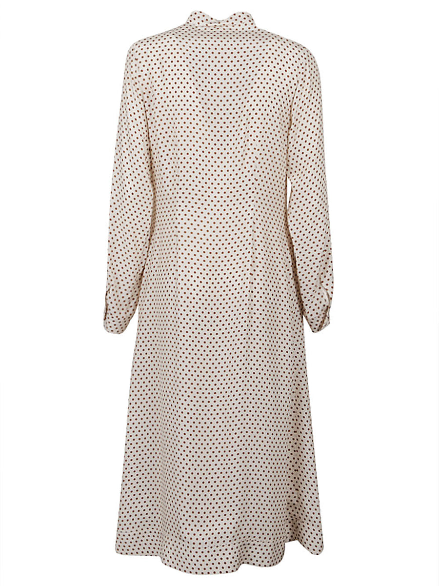 Crida Polka Dot Silk Midi Dress For Women Timeless Luxury With Button Closure And Hidden Pockets