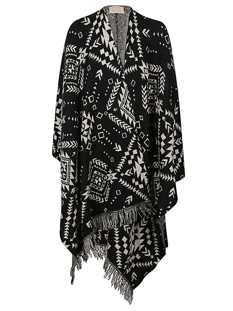 Tooco Ethnic Print Jacquard Cardigan For Women Plush Cashmere Blend Knit With Texture And Statement Style