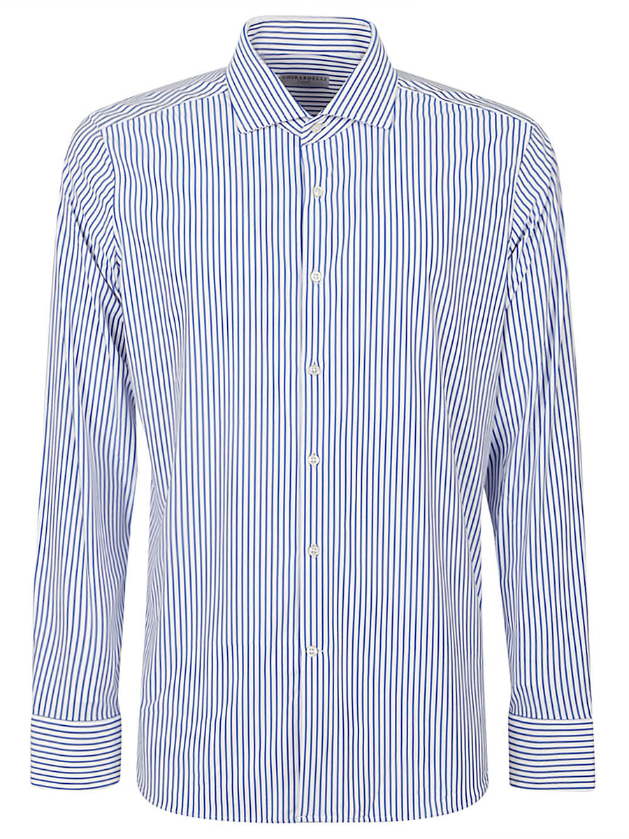 Sonrisa Striped Shirt With High Collar For Modern Men Stretch Polyamide Elastane