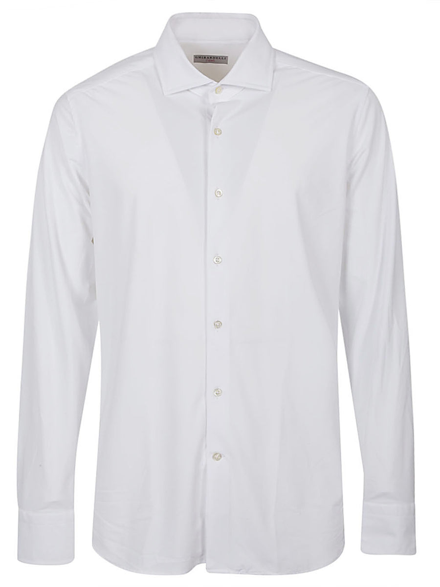 Sonrisa White Long Sleeve Shirt For Men High Collar With Stretch Comfort Elevates Formal And Smart Casual Looks