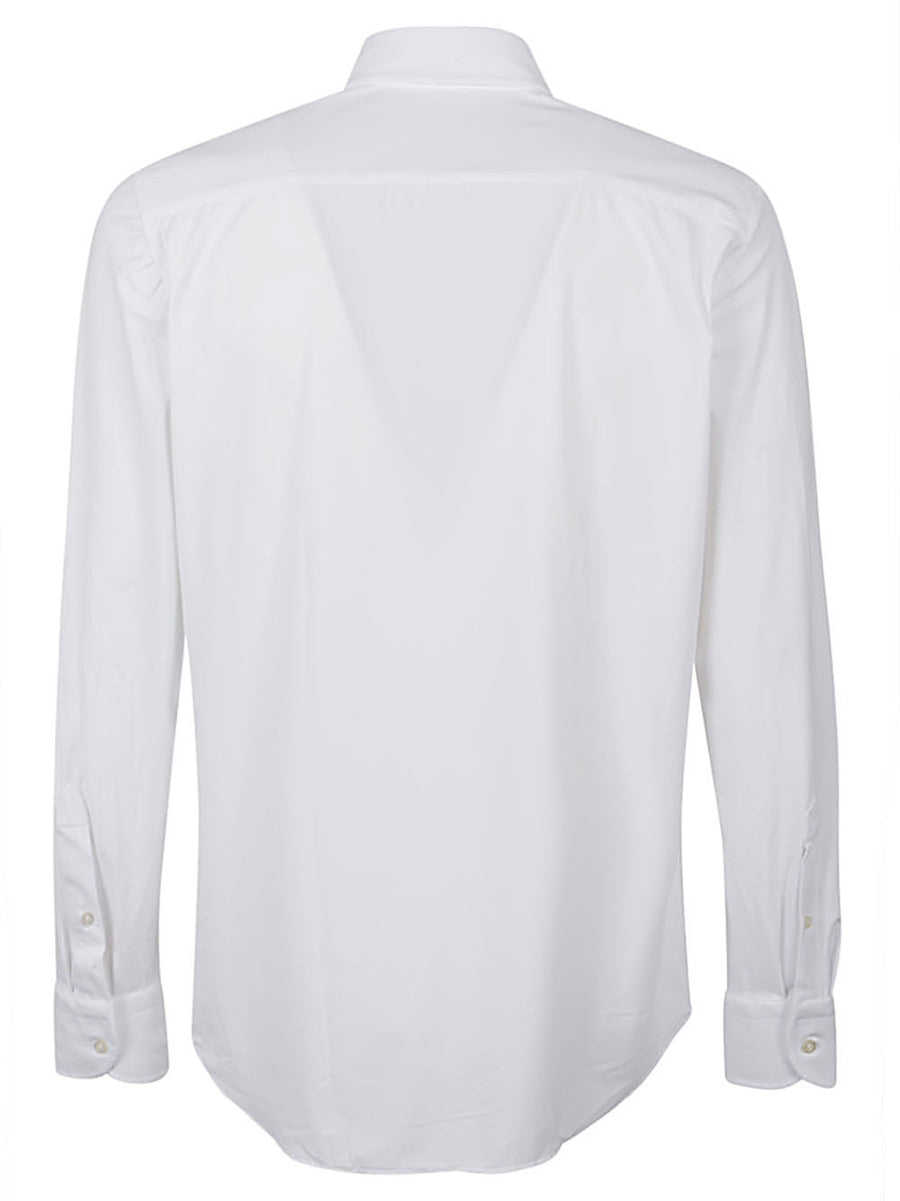 Sonrisa White Long Sleeve Shirt For Men High Collar With Stretch Comfort Elevates Formal And Smart Casual Looks