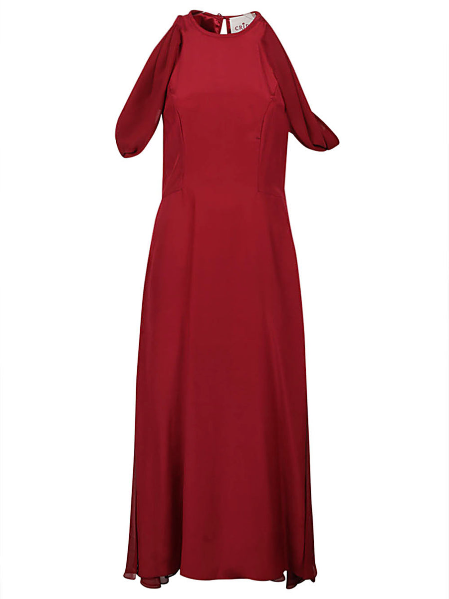 Crida Silk Midi Dress for Women Bold Red Silk Quiet Luxury Resort Ready Elegance