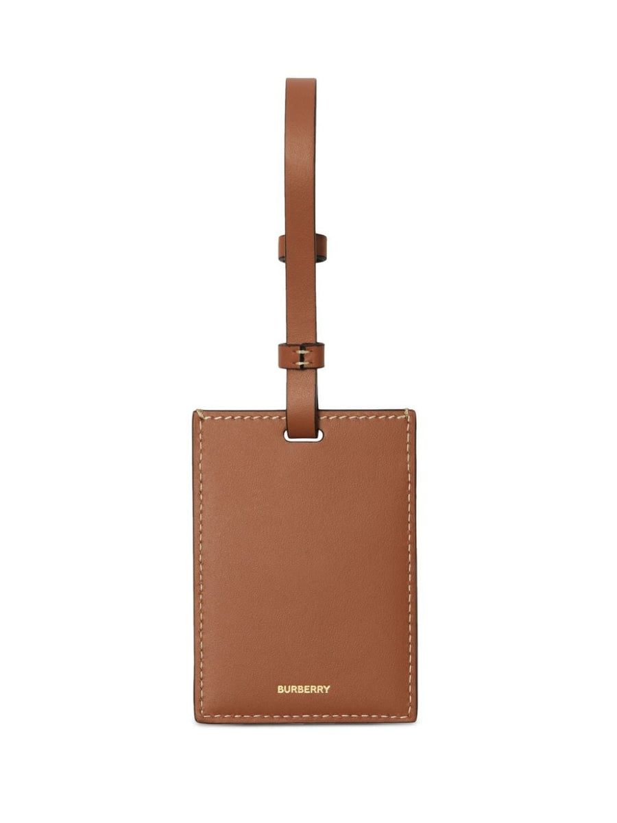 Burberry Luggage Tag Luxurious Calf Leather With Archive Beige Multicolor Accents And Adjustable Strap For Travelers
