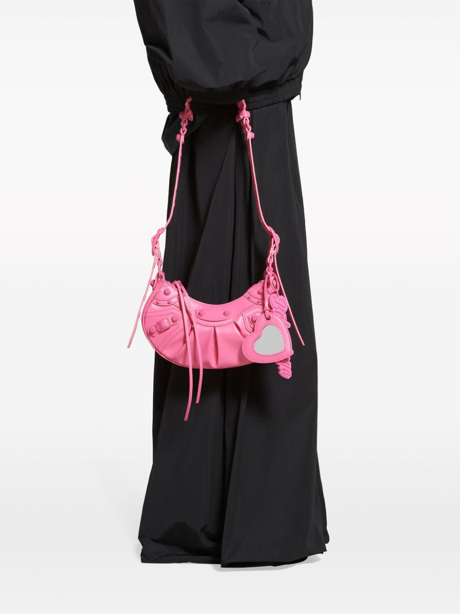 Balenciaga Le Cagole XS Shoulder Bag Built In Mirror Studded Details Fuchsia For Fashion Lovers