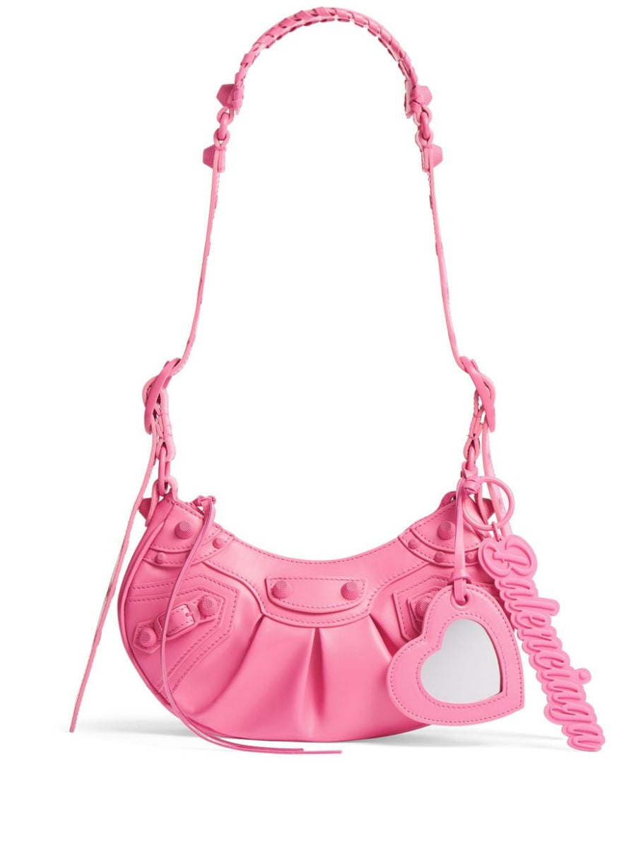 Balenciaga Le Cagole XS Shoulder Bag Built In Mirror Studded Details Fuchsia For Fashion Lovers