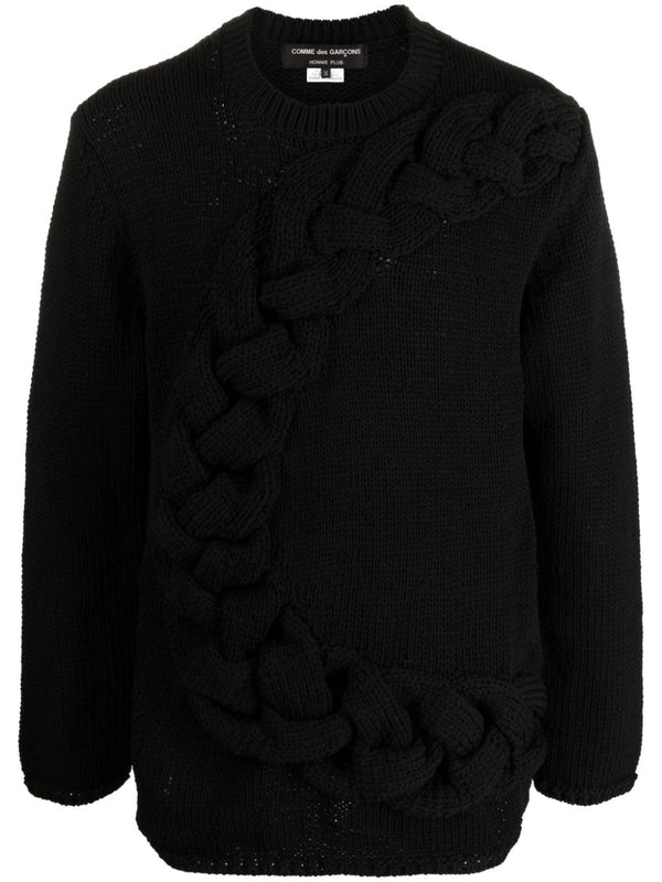 Homme Plus Cable-knit crewneck sweater