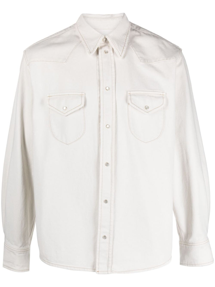 Bally Cotton Shirt for Women 100 Percent Organic Cotton Denim Stitching Pearl Buttons Luxury Workwear