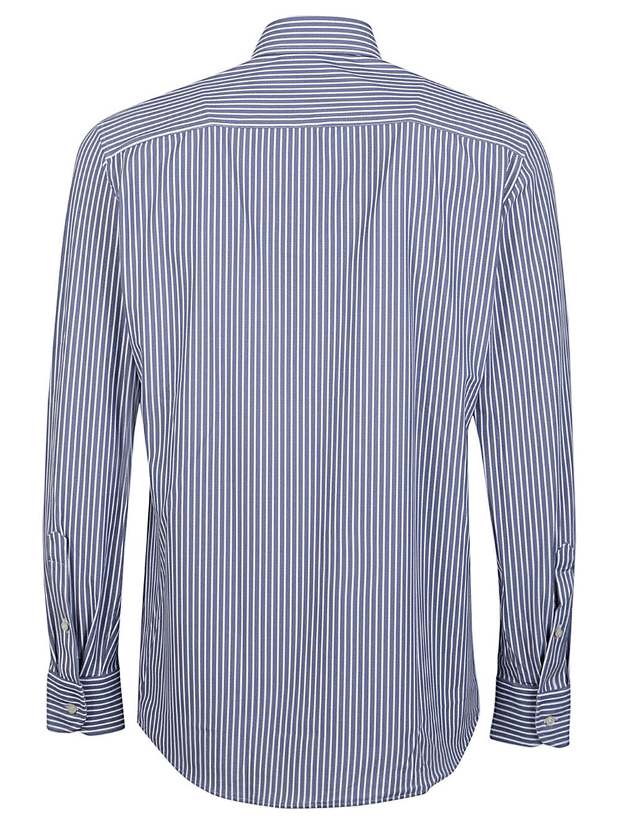 Sonrisa Blue Striped Shirt For Men With Stretch Polyamide Elastane Comfort And Classic Button Closure