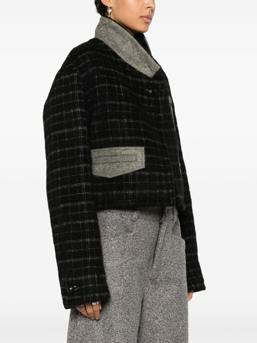 Etro Checked Crop Wool Jacket For Women With Floral Embroidery Luxe Wool Blend Day To Night Versatility