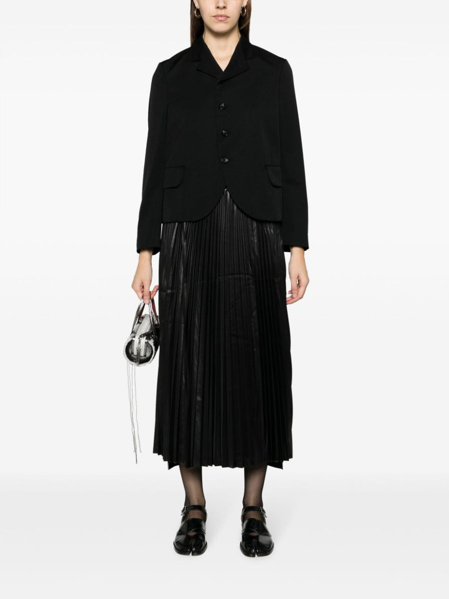Junya Watanabe Cotton Trousers Cropped With Elastic Pleated Waistband Unisex Premium Black
