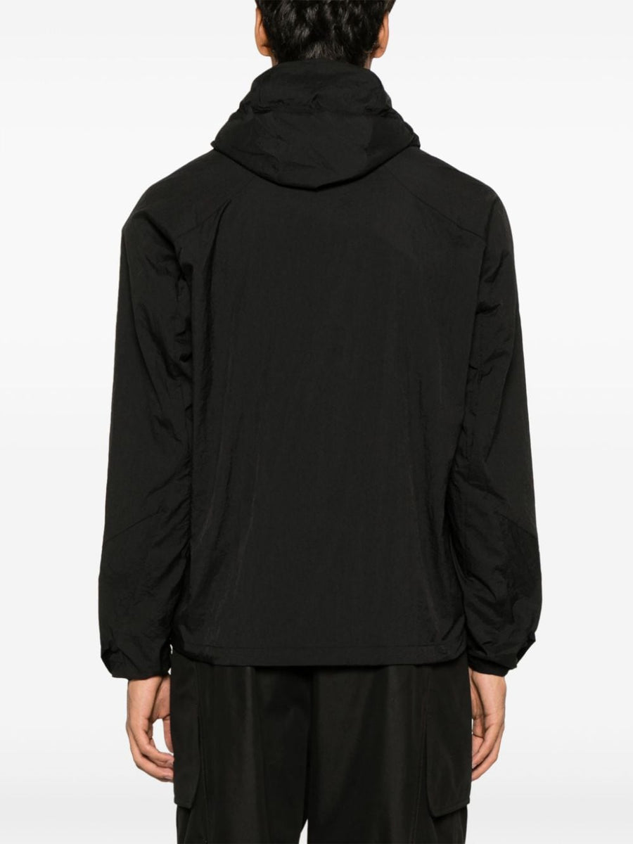 Post Archive Faction Technical Jacket Black For Men Water Resistant Nylon Hooded With Pockets Durable