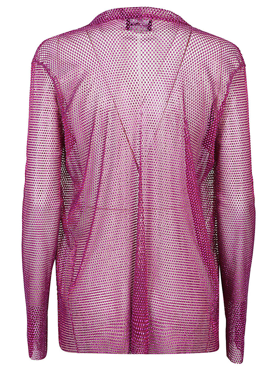 Santa Brand Fuchsia Single Breasted Blazer Jacket With Rhinestone Detail For Fashion Forward Women