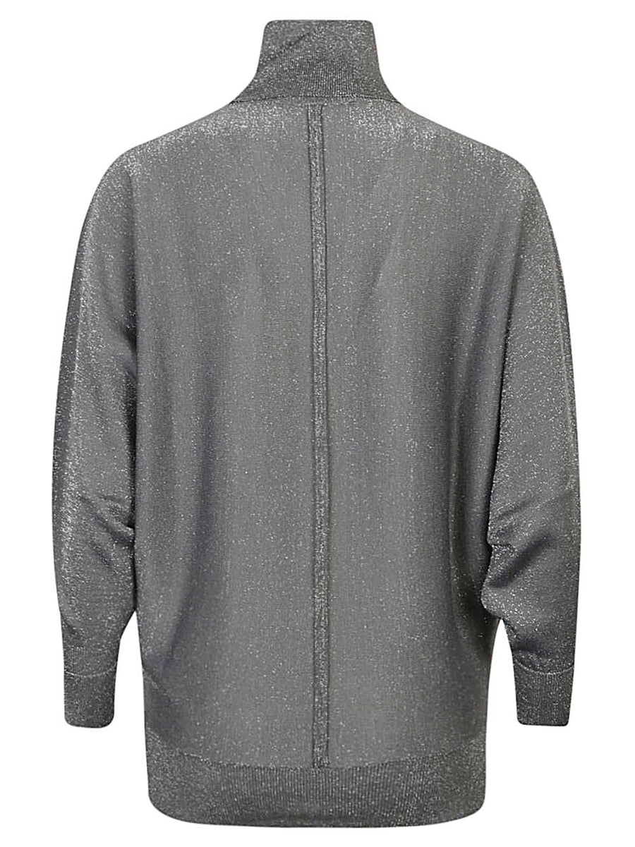Viscose Turtleneck Sweater Circus Hotel Women Grey Balloon Sleeves Modern Silhouette