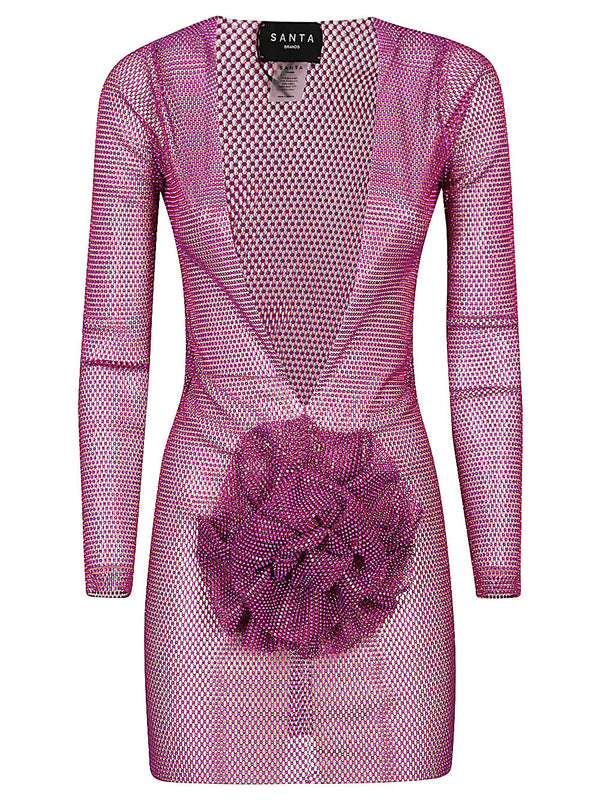 Santa Brand Flower-applique mini dress