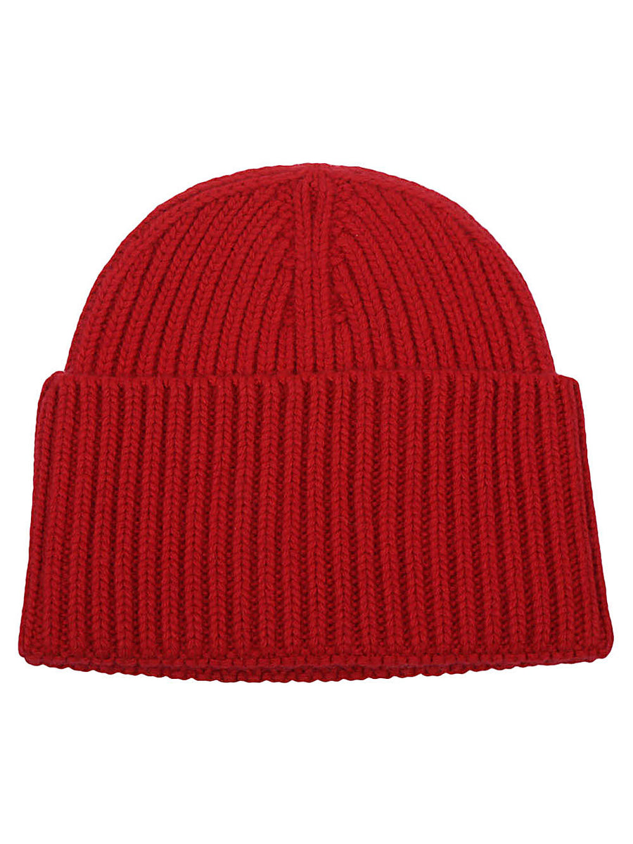 Seafarer Merino Wool Beanie For Women - Ribbed Knit Red, Logo Centered, Premium Warmth