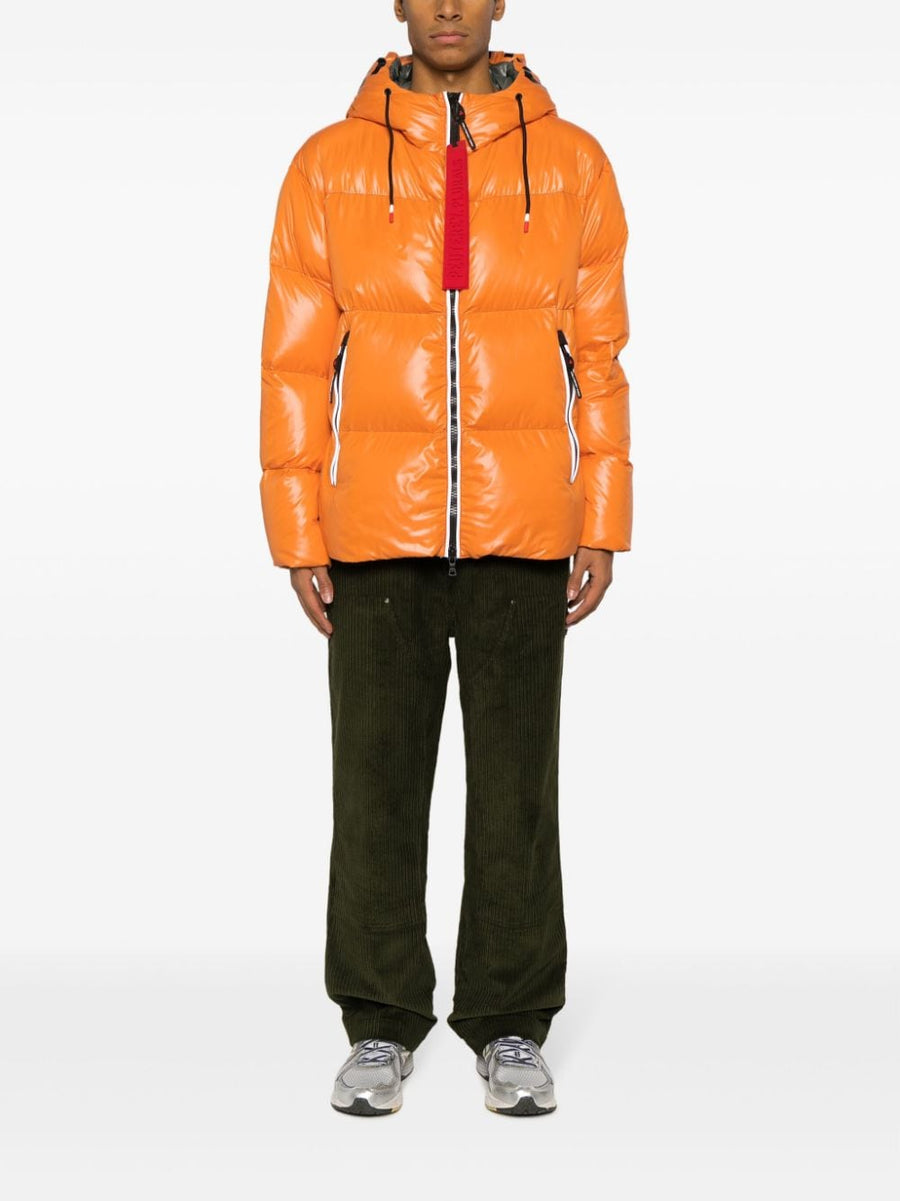 Peuterey Nylon Down Jacket For Men Premium Warmth In Bold Carrot Orange With Hood