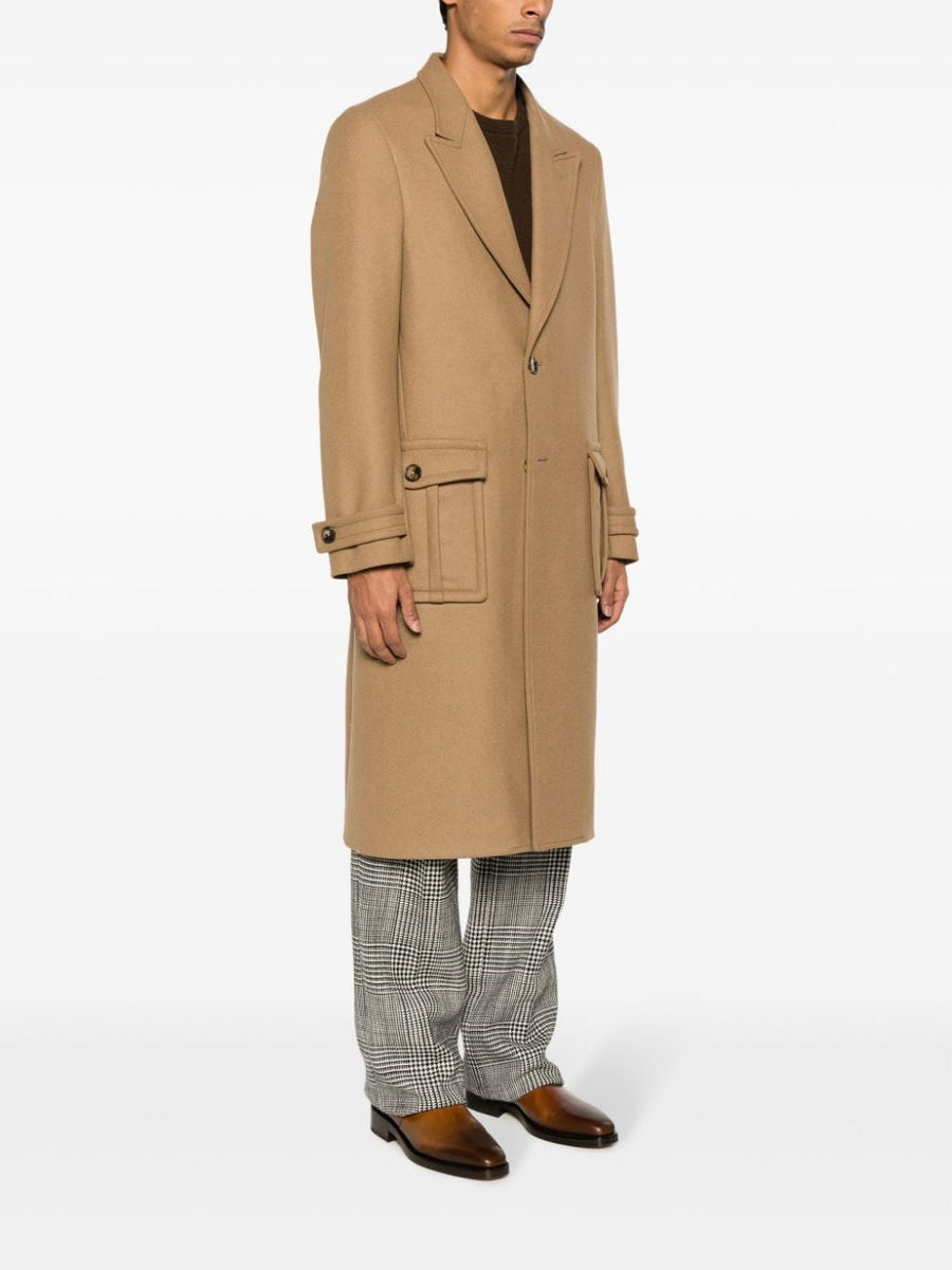 Etro Wool Blend Coat For Modern Men With Peak Lapels Timeless Luxury And Polished Style