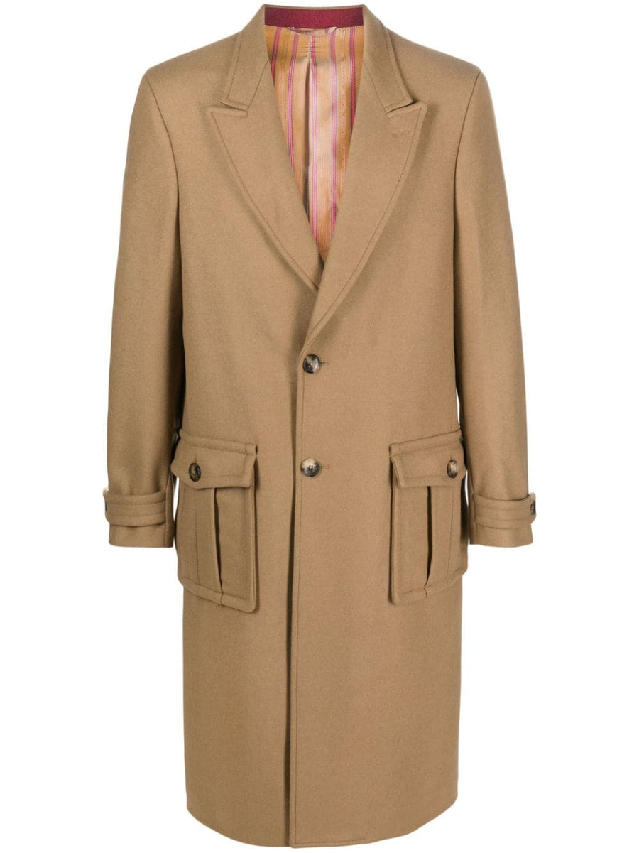 Etro Wool Blend Coat For Modern Men With Peak Lapels Timeless Luxury And Polished Style