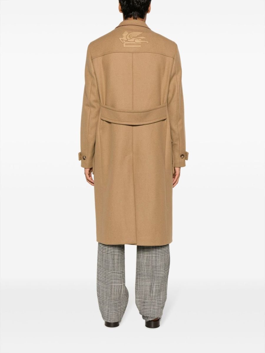 Etro Wool Blend Coat For Modern Men With Peak Lapels Timeless Luxury And Polished Style
