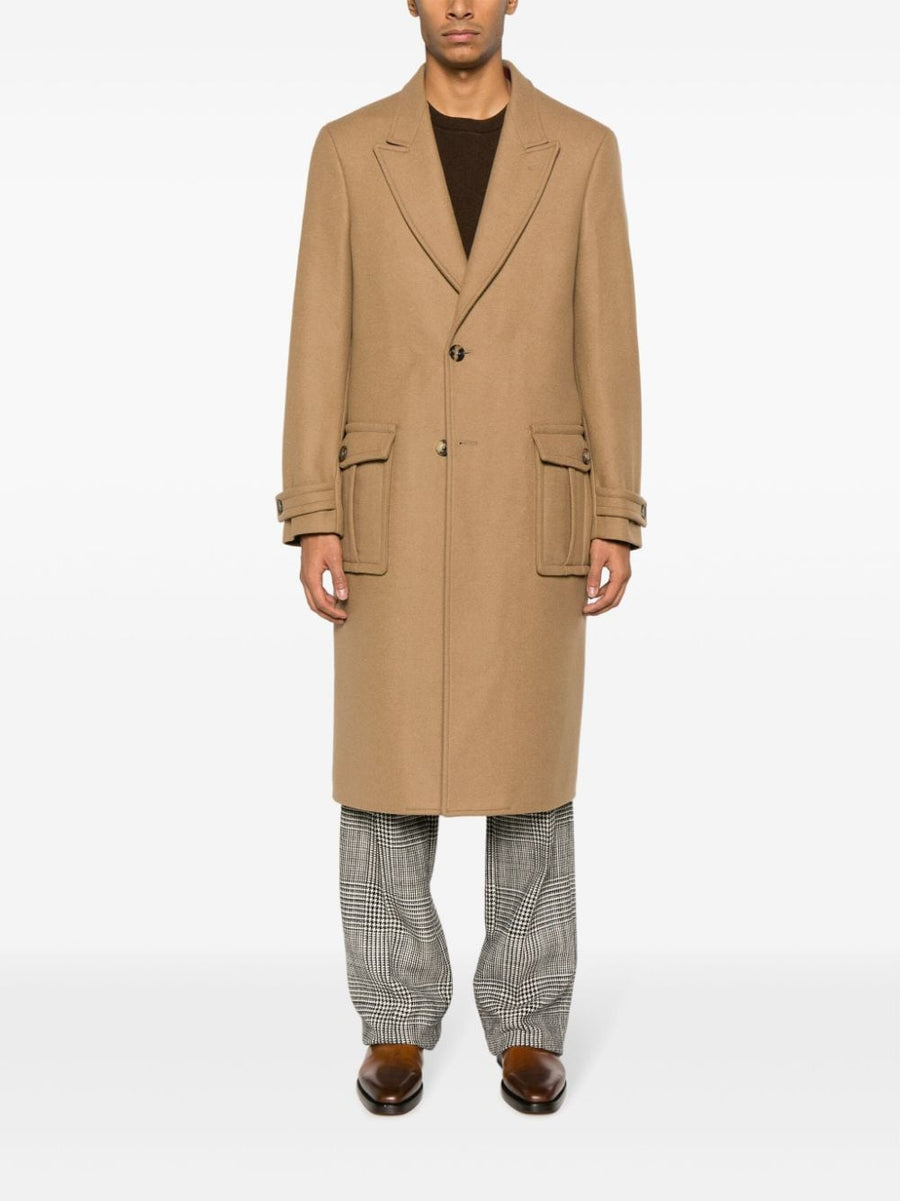 Etro Wool Blend Coat For Modern Men With Peak Lapels Timeless Luxury And Polished Style