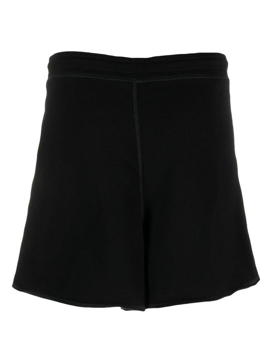Ganni Logo Patch Shorts Organic Cotton Jersey Fleece Knee Length Drawstring Waist Everyday Versatile For Women