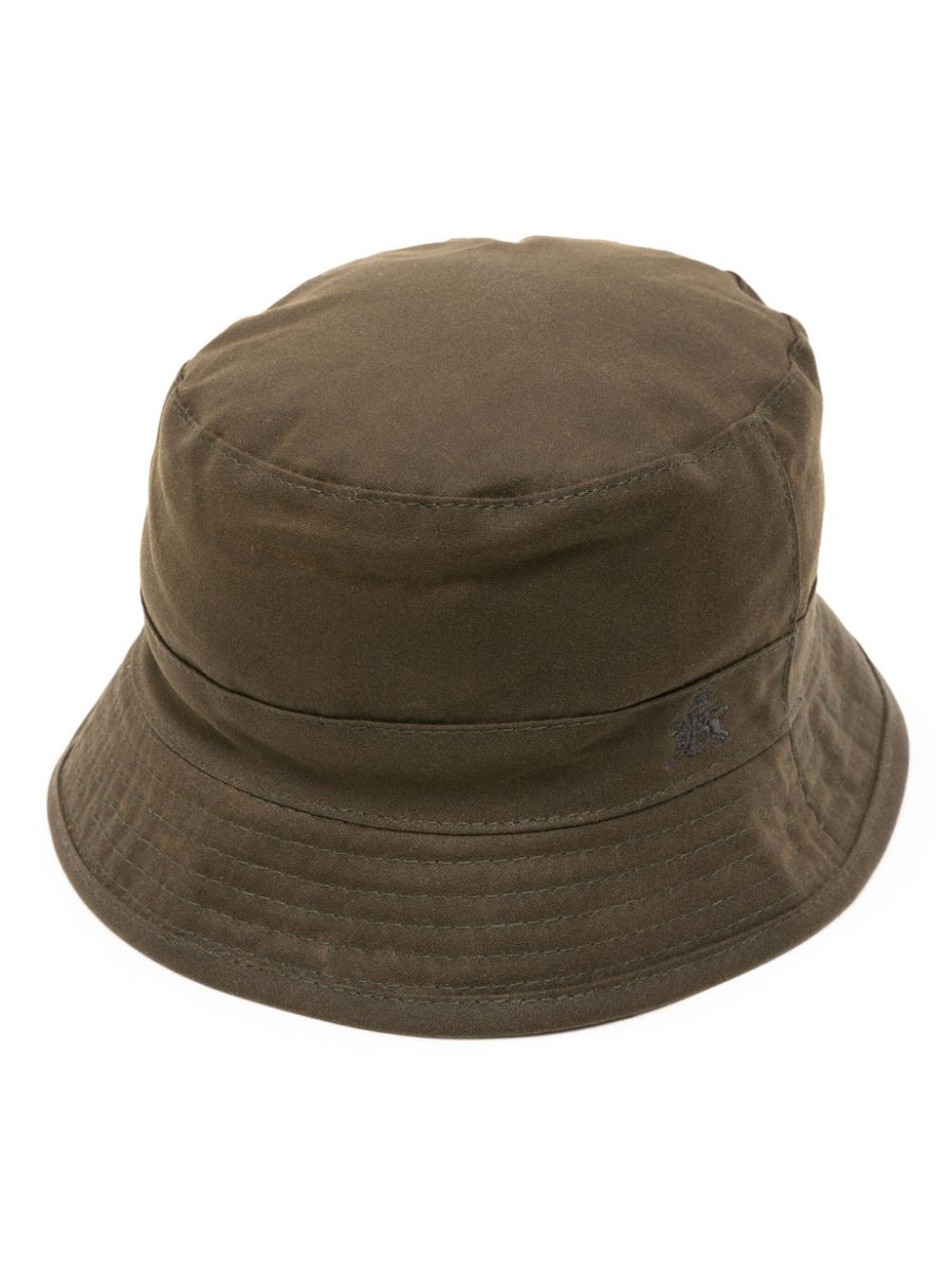 Baracuta Waxed Cotton Bucket Hat Dark Moss Green Durable Heritage Style For Men Outdoor
