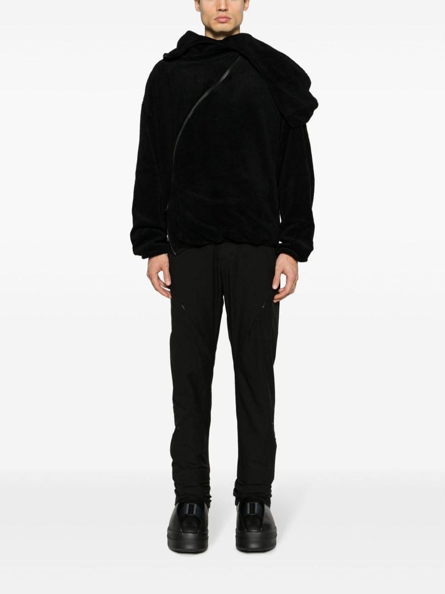 Post Archive Faction Technical Pants For Men Black Nylon Cotton Blend Zip Pockets Tapered Fit