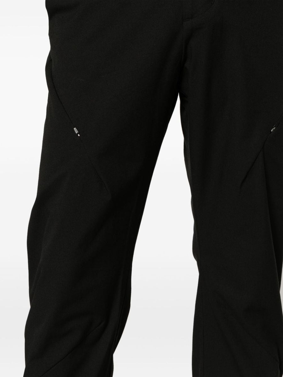 Post Archive Faction Technical Pants For Men Black Nylon Cotton Blend Zip Pockets Tapered Fit