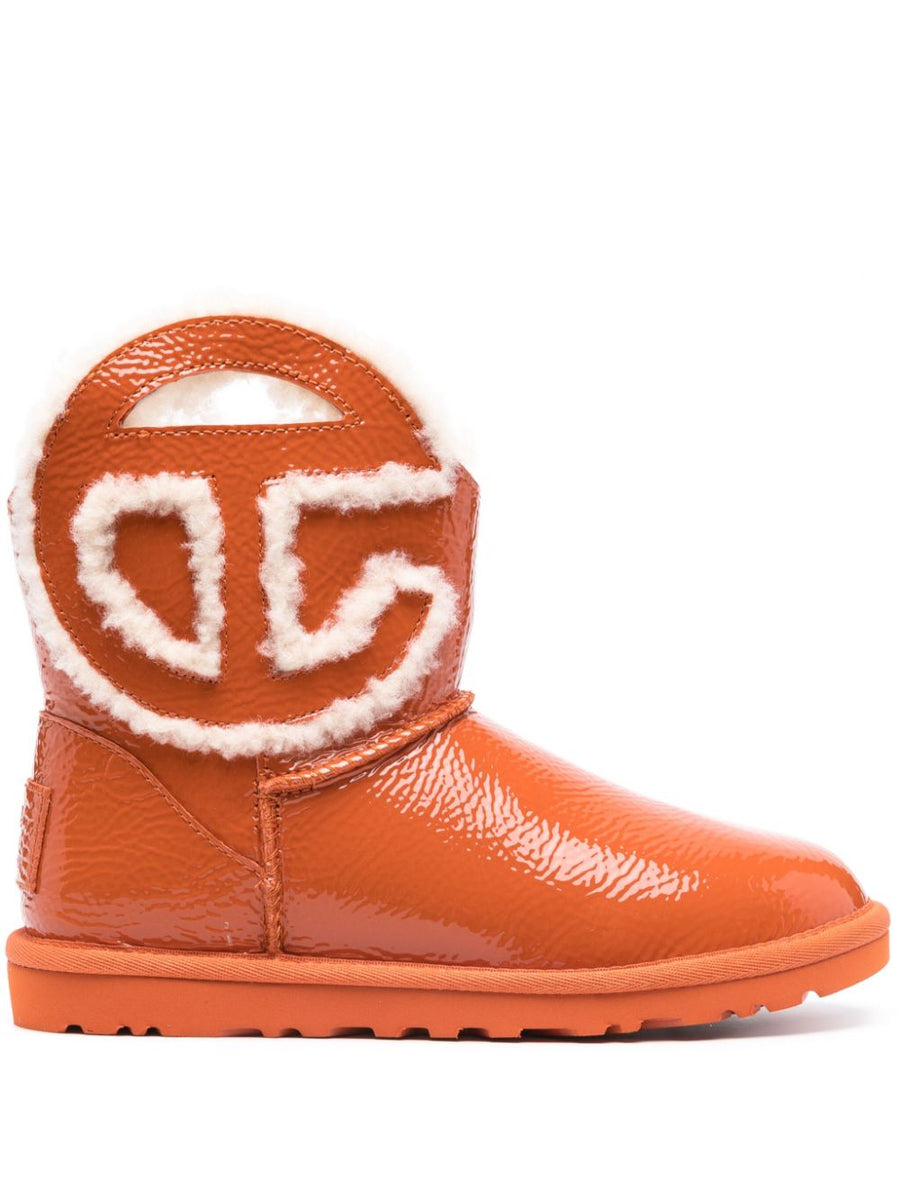 UGG X Telfar Logo Mini Crinkle Boots For Men Premium Patent Calf Leather Ankle Boot