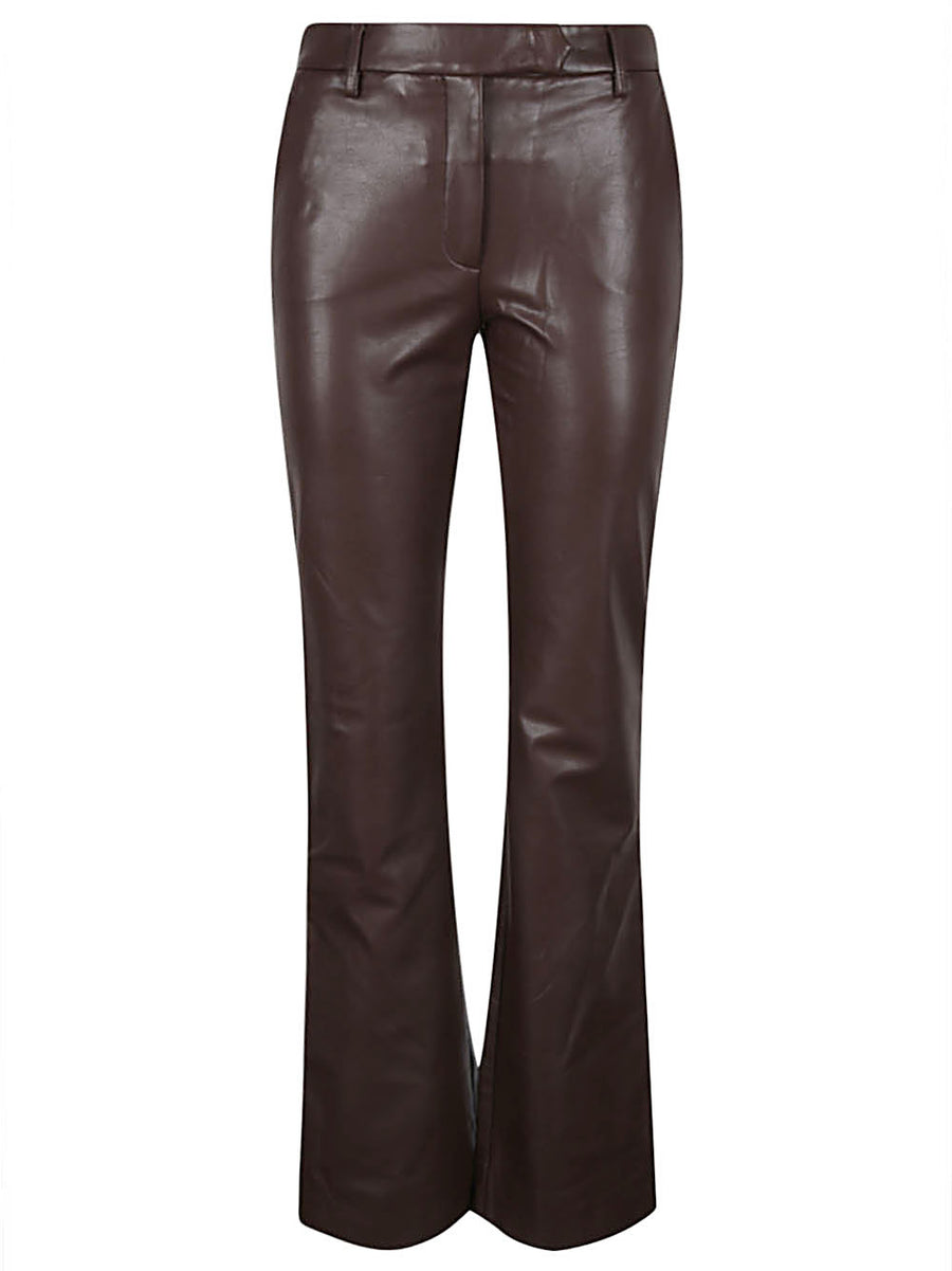 True Royal Faux Leather Flared Trousers for Women High Waist with Secure Zip Closure Retro Chic