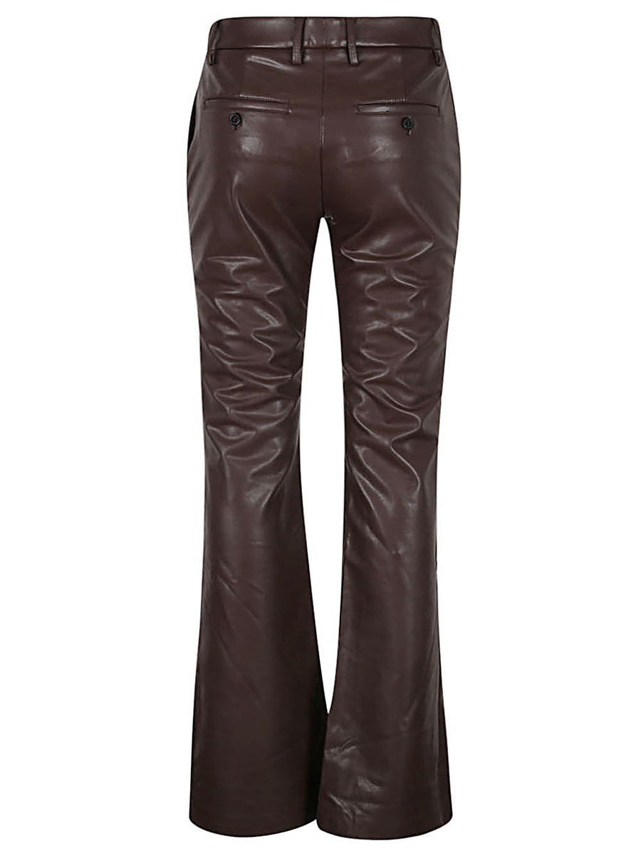 True Royal Faux Leather Flared Trousers for Women High Waist with Secure Zip Closure Retro Chic