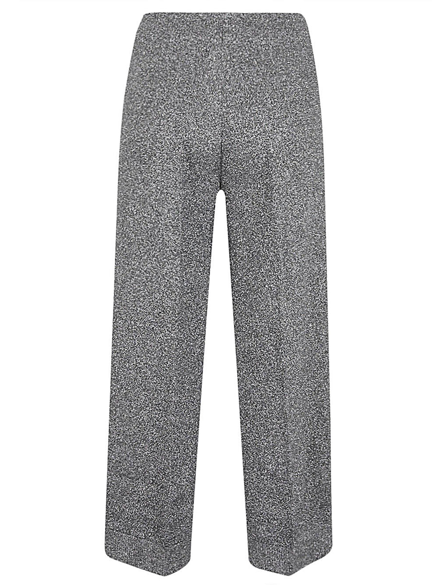 Circus Hotel Viscose Wide Leg Trousers For Women Grey Elastic Waist For Everyday Elegance And Comfort