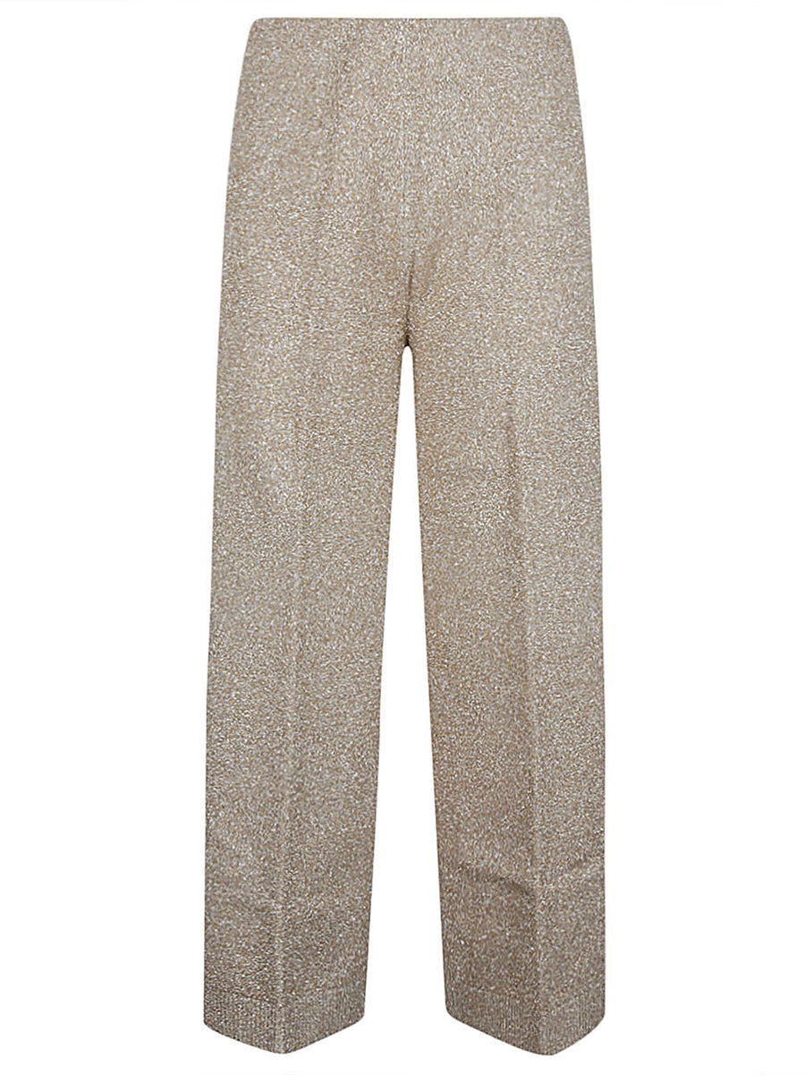 Circus Hotel Viscose Wide Leg Trousers Golden For Women