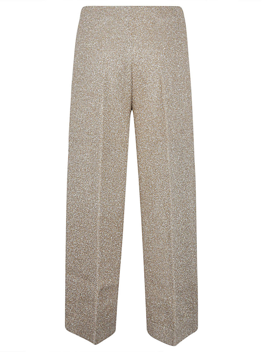 Circus Hotel Viscose Wide Leg Trousers Golden For Women