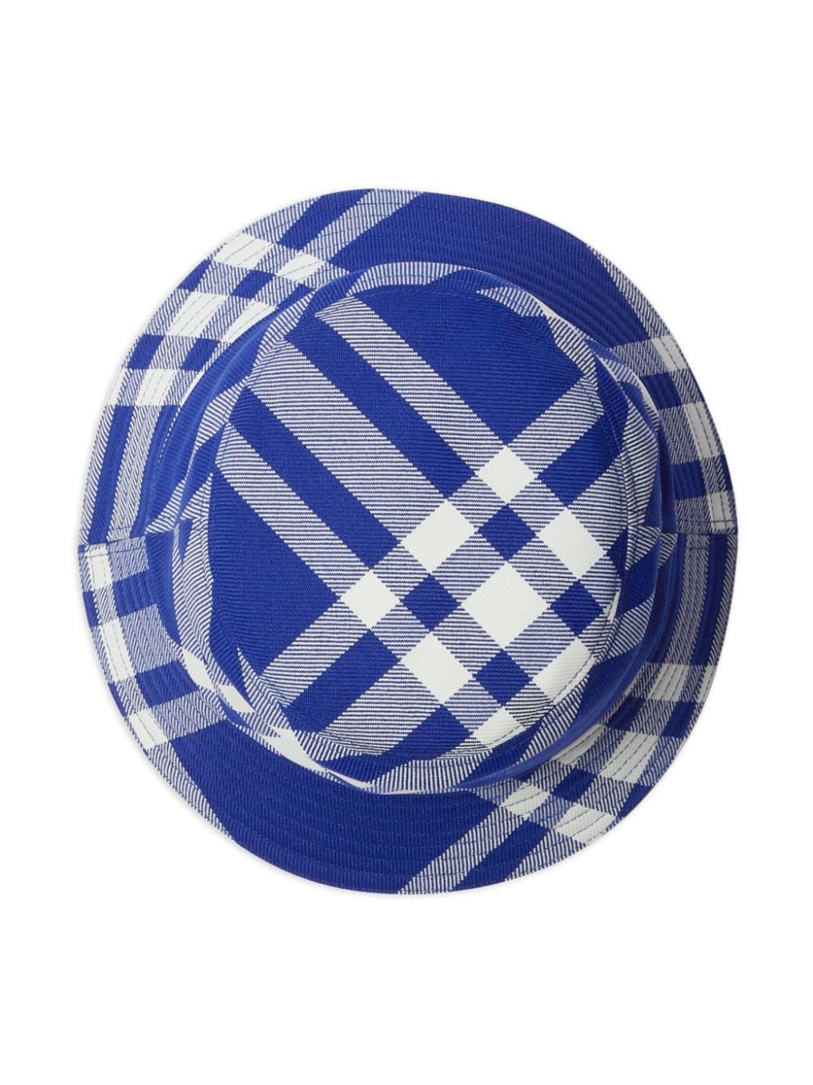 Burberry Bucket Hat Navy Check For Women Sun Protective Luxury Style With Cotton Lining