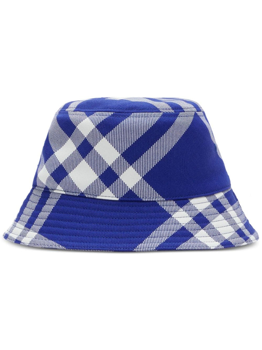 Burberry Bucket Hat Navy Check For Women Sun Protective Luxury Style With Cotton Lining