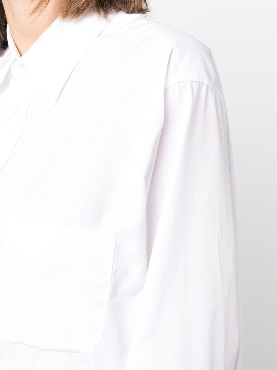 Maison Margiela Longline Poplin Shirt White 100 Percent Cotton Minimalist Office Ready For Women